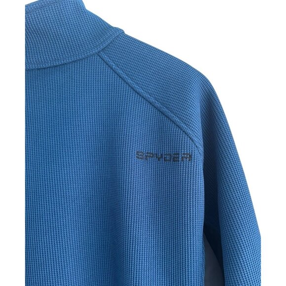Spyder Men's Sz XL Blue & Black Half Zip Gait Knit Pullover Jacket - Picture 5 of 13